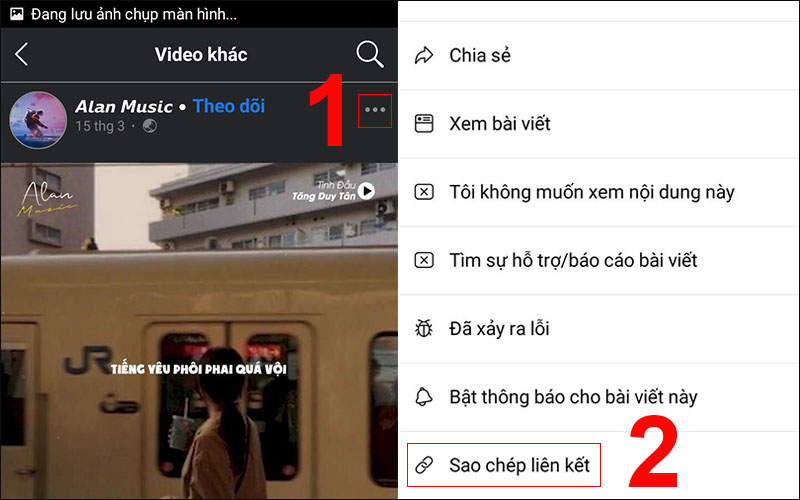 Sao chép liên kết của video